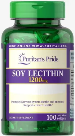 Натуральная добавка Puritan's Pride Soy Lecithin 1200 mg 100 капсул (19480-01)