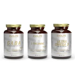 Набір Evolite Nutrition Ultra Omega 3 500/250 (100 sgels) + GABA 375 mg (180 капсул) + L-Theanine (120 капсул) (22541-01)