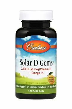 Витамины и минералы Carlson Labs Solar D Gems 2,000 IU (50 mcg) Vitamin D3 + Omega-3s 120 soft gels (088395014710)