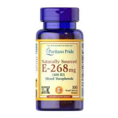 Вітаміни та мінерали Puritan's Pride Naturally Sourced E-268 mg (400 IU) Mixed Tocopherols 100 softgels (19617-01)