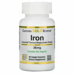 Витамины и минералы California Gold Nutrition Iron 36 mg 90 veg caps (898220013470)