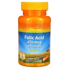 Вітаміни та мінерали Thompson Folic Acid 800 mcg with B-12 30 tabs (031315198953)