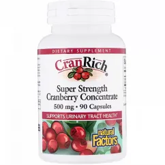Натуральная добавка Natural Factors Super Strength Cranberry Concetrate 500 mg 90 капсул (21184-01)