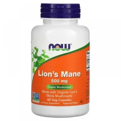 Натуральна добавка Now Foods Lion`s Mane 500 mg 60 капсул (22671-01)