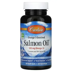Вітаміни та мінерали Carlson Labs Salmon Oil 500 mg Omega-3s 50 soft gels (088395015021)