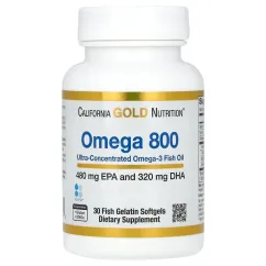 Вітаміни та мінерали California Gold Nutrition Omega 800 30 fish softgels (898220012510)