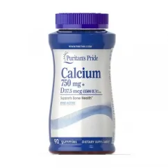 Витамины и минералы Puritan's Pride Calcium 750 mg + D 37,5 mcg 90 gummies (19225-01)