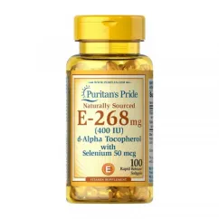 Витамины и минералы Puritan's Pride Vitamin E-268 mg natural (400 IU) alpha tocopheryl with selenium 50 mcg 100 softgels (19709-01)