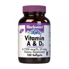 Вітаміни та мінерали Bluebonnet Nutrition Vitamin A & D3 3000 mcg/10 mcg 100 softgels (21505-01)
