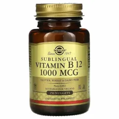 Вітаміни та мінерали Solgar Sublingual Vitamin B-12 1000 mcg 250 nuggets (033984032309)